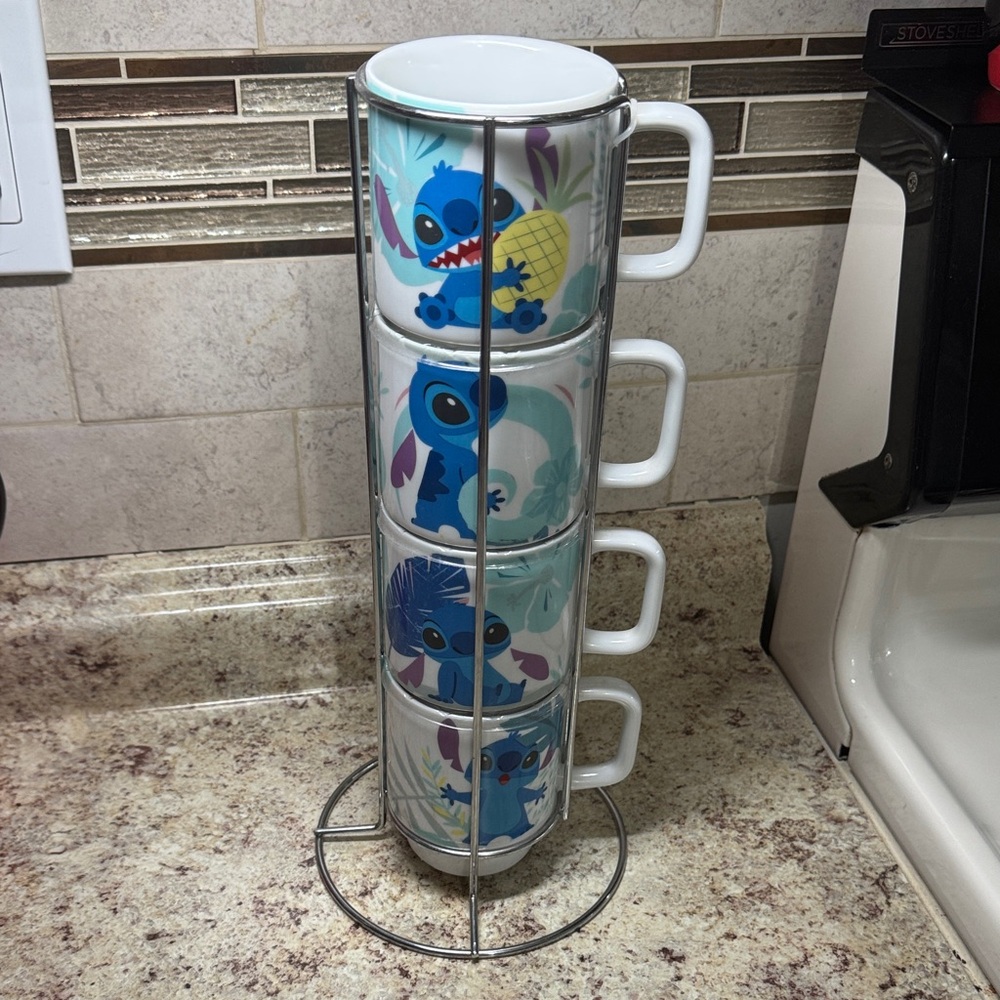 Stitch Themed Stackable Mug Set